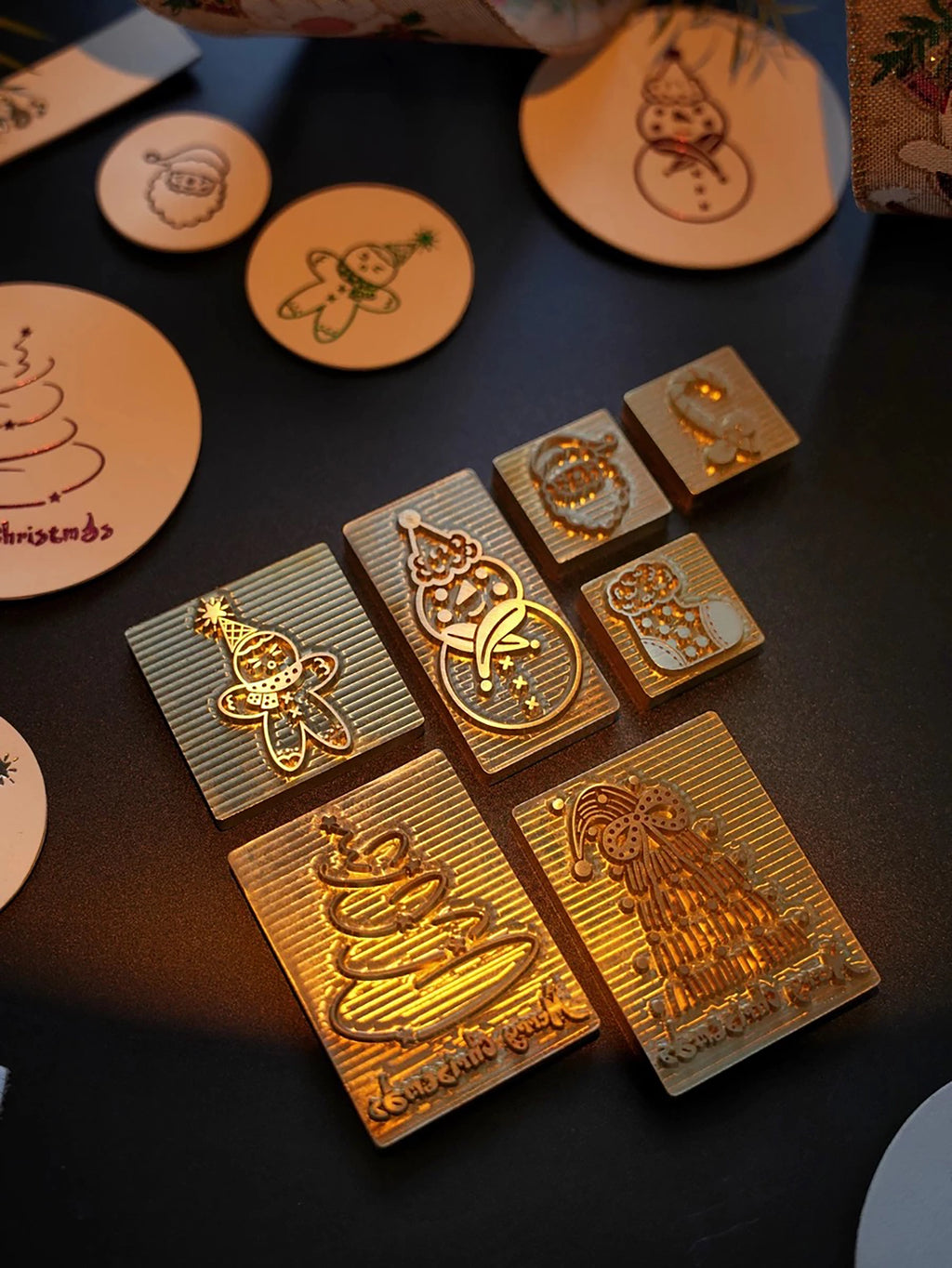 MAXITA Christmas-Themed Brass Logo Stamp