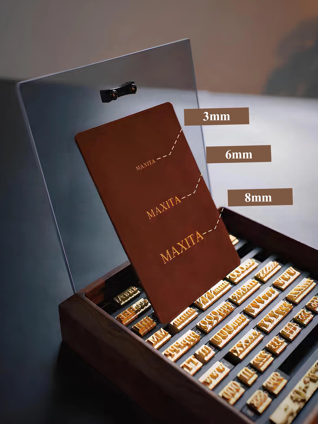 MAXITA Hot Foil Machine Movable Type Letter Set – Small, Medium & Large Fonts (3mm / 6mm / 8mm)