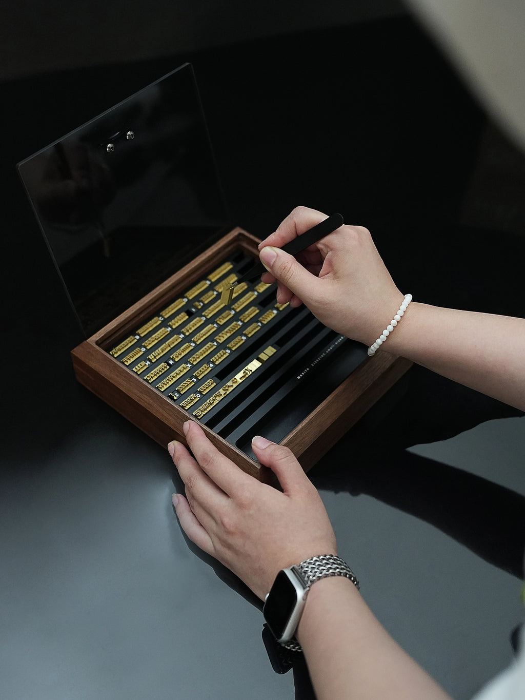 MAXITA Modular Walnut Letters Stamp Storage Box