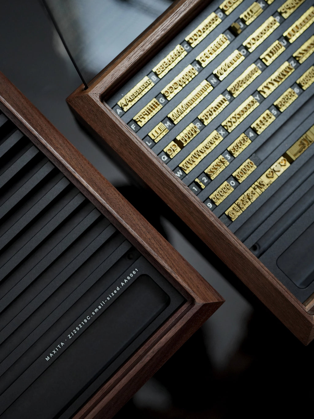 MAXITA Modular Walnut Letters Stamp Storage Box